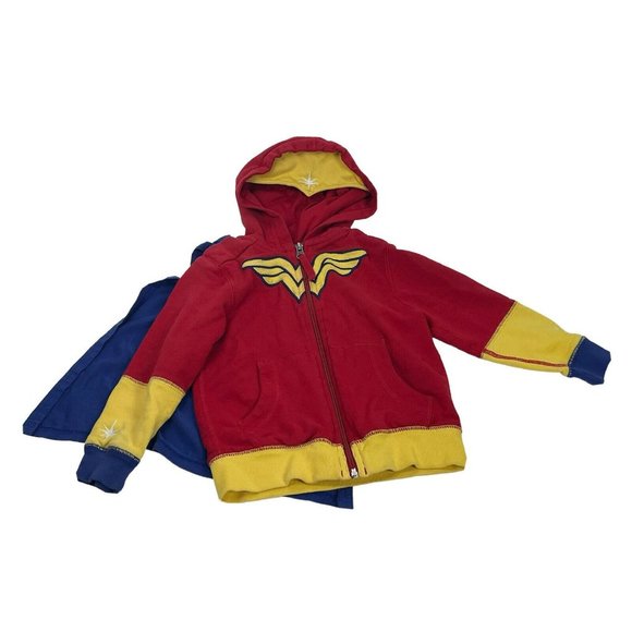 Hanna Andersson Wonder Woman Girls Hoodie Cape Costume Jacket DC 100cm 4 4T - Picture 1 of 12